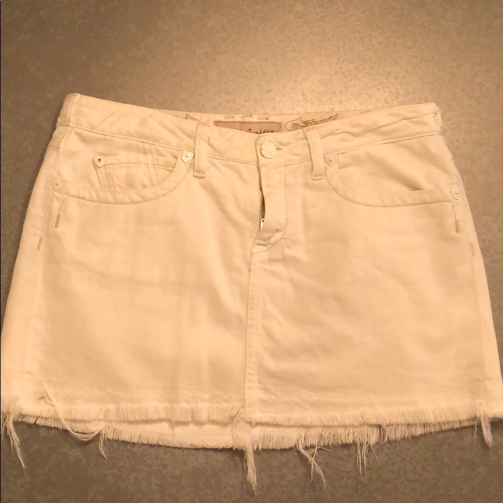 J & Company mini skirt - cream denim cut-off